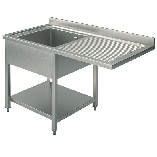 Virtus Spültisch mit Zwischenboden für Einbau-Geschirrspüler, 1 Becken links, 1200x600 mm