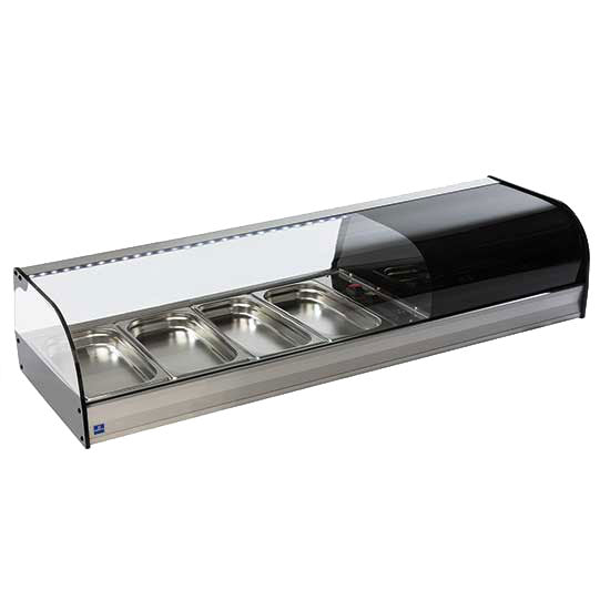 Virtus Tapaskühltheke mit gebogener Frontverglasung, 4x GN 1/3 H=40 mm