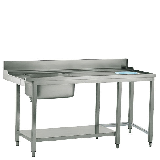 Virtus rechter Zulauftisch mit Becken links und Abfallloch, B=1500 mm