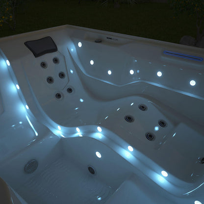 Home Deluxe Outdoor Whirlpool mit Treppe und Thermoabdeckung STREAM 211 x 156 cm für 3 Personen