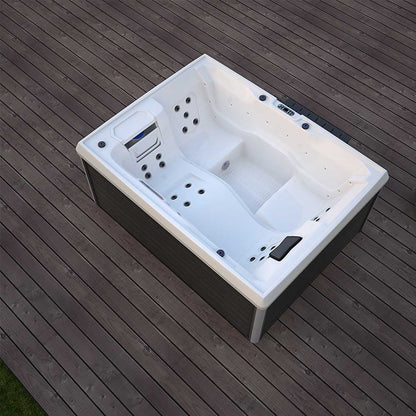 Home Deluxe Outdoor Whirlpool mit Treppe und Thermoabdeckung STREAM 211 x 156 cm für 3 Personen