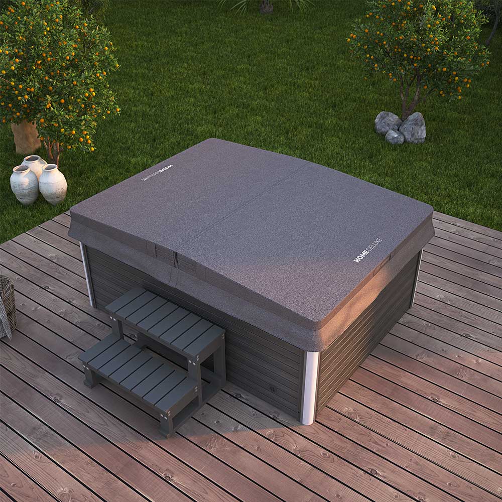 Home Deluxe Outdoor Whirlpool mit Treppe und Thermoabdeckung STREAM 211 x 156 cm für 3 Personen