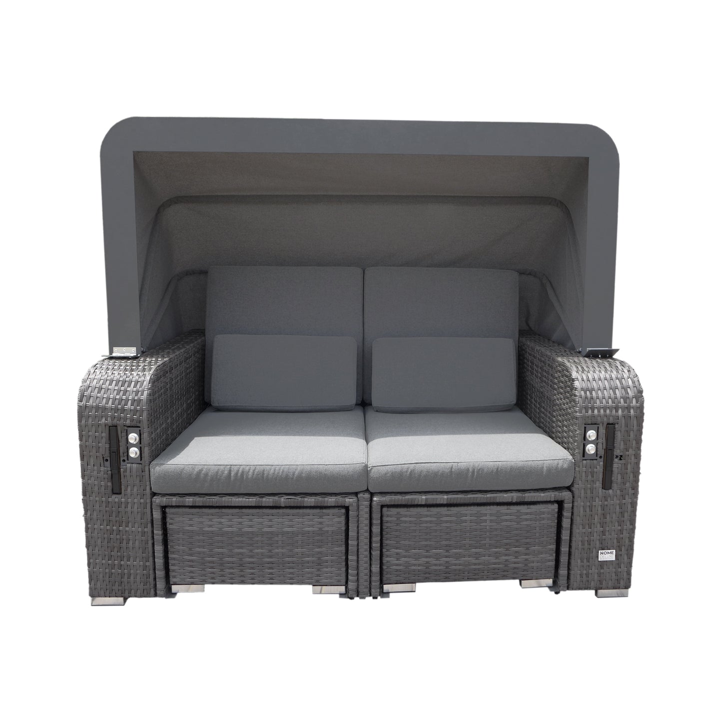 Home Deluxe Strandkorb mit Liegefunktion und Abdeckung HOLBY - Grau
