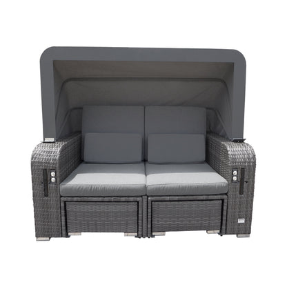 Home Deluxe Strandkorb mit Liegefunktion und Abdeckung HOLBY - Grau