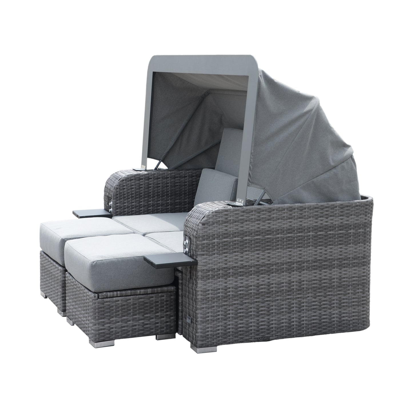 Home Deluxe Strandkorb mit Liegefunktion und Abdeckung HOLBY - Grau