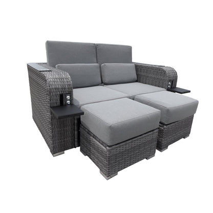 Home Deluxe Strandkorb mit Liegefunktion und Abdeckung HOLBY - Grau