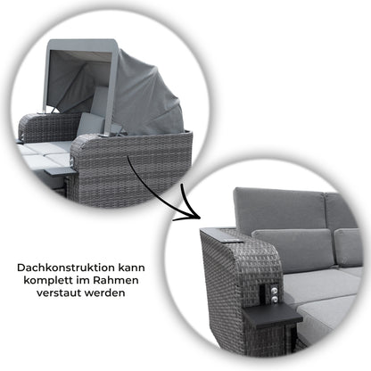 Home Deluxe Strandkorb mit Liegefunktion und Abdeckung HOLBY - Grau
