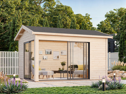 Palmako Amanda 11,2 m2 Slide - Lackiert weiß RAL9016 + anthrazit RAL7016