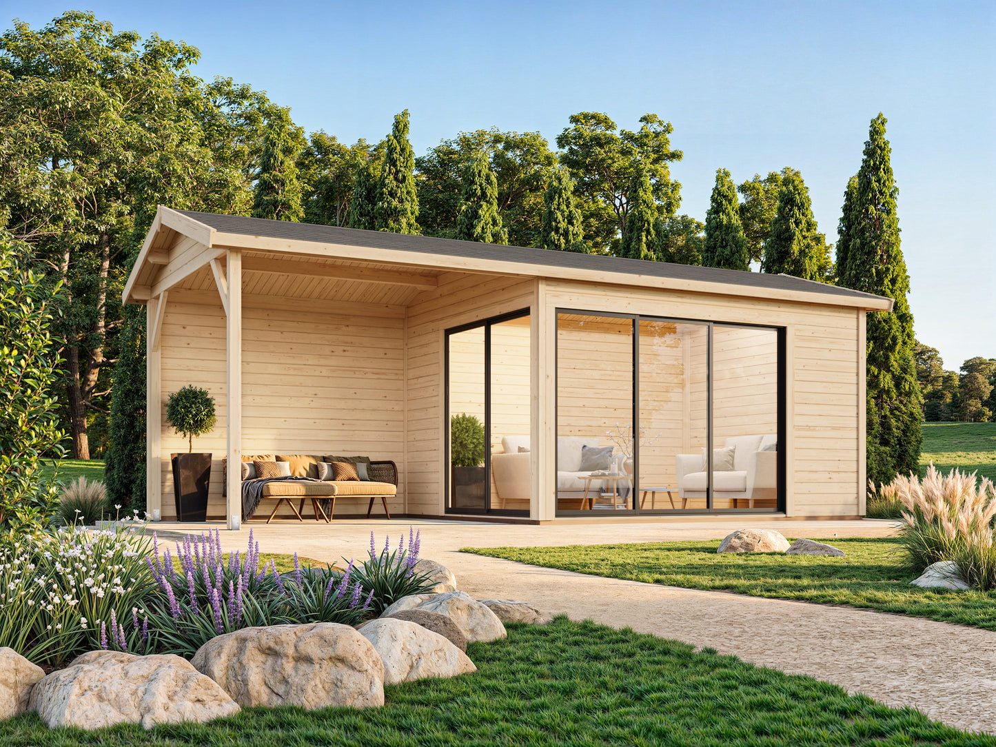 Palmako Amanda 11,2+7,8 m2 Slide - Grau tauchgrundiert