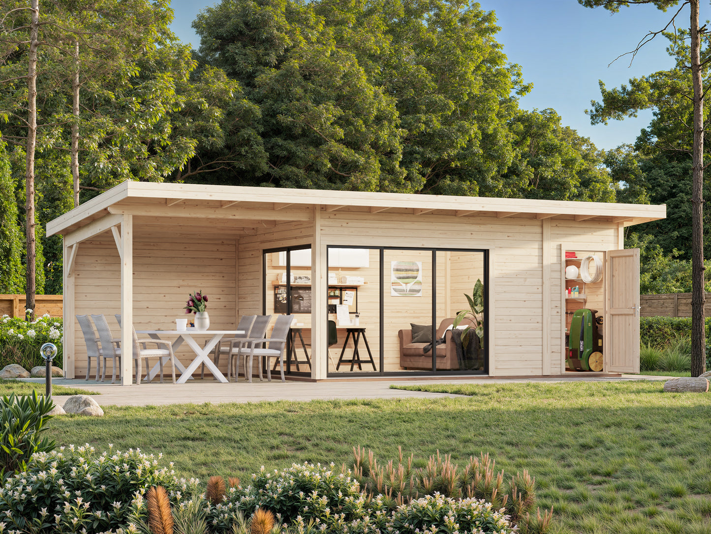 Palmako Andrea 15,2+7,9 m2 Slide - Naturbelassen