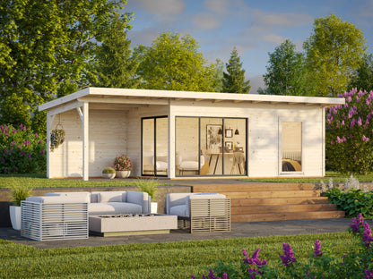Palmako Andrea 17,1+7,9 m2 Slide Plus - Lackiert hellgrau RAL7042 + anthrazit RAL7016
