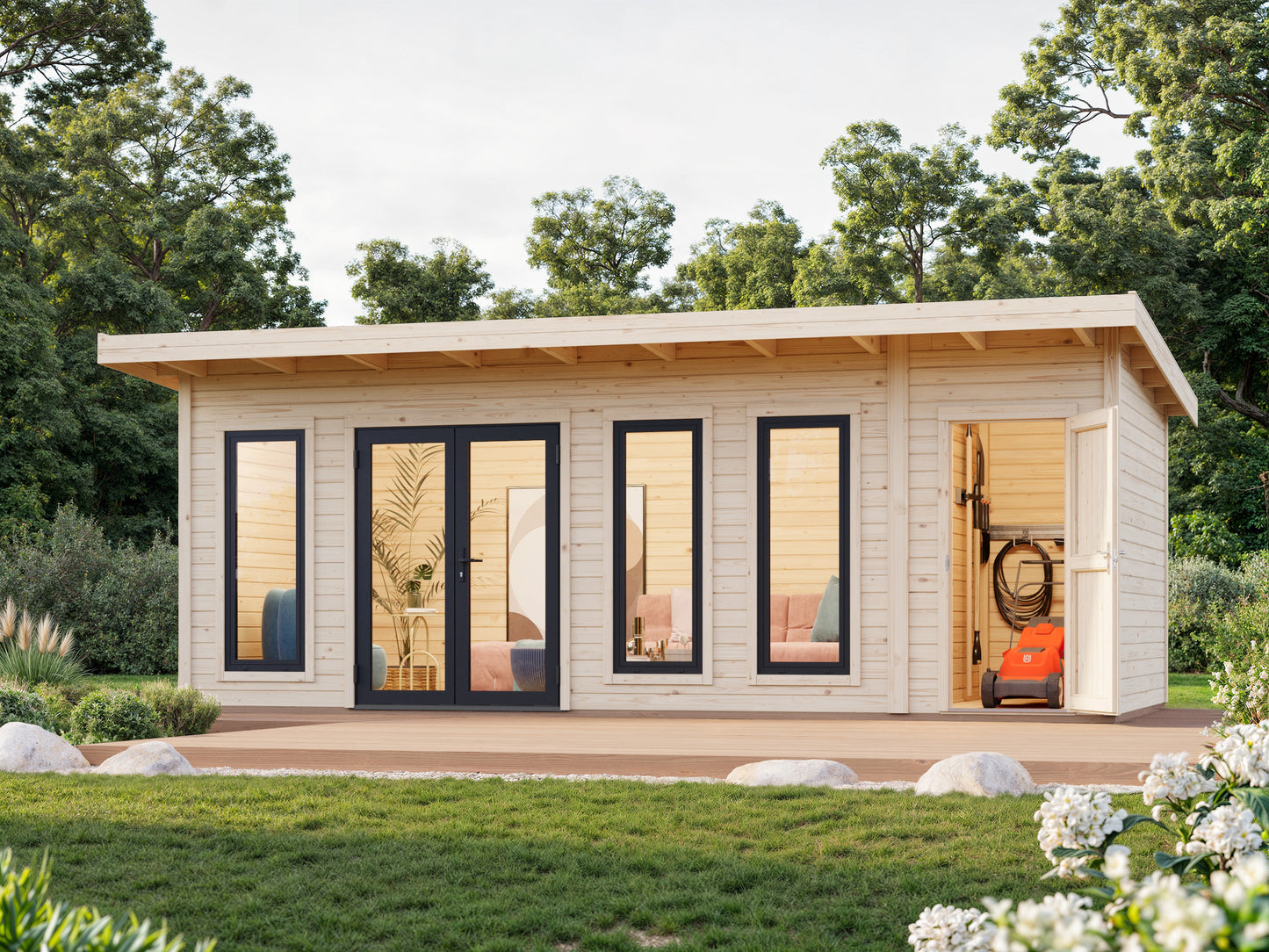 Palmako Aurelia 19,2 m2 - Lackiert hellgrau RAL7042 + anthrazit RAL7016