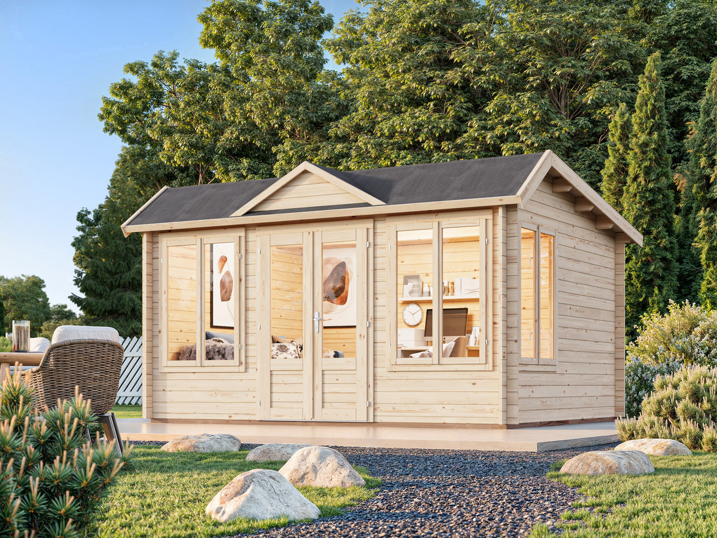 Palmako Claudia Pent 11,5 m2 - Lackiert dunkelgrau RAL7012 + weiß RAL9016