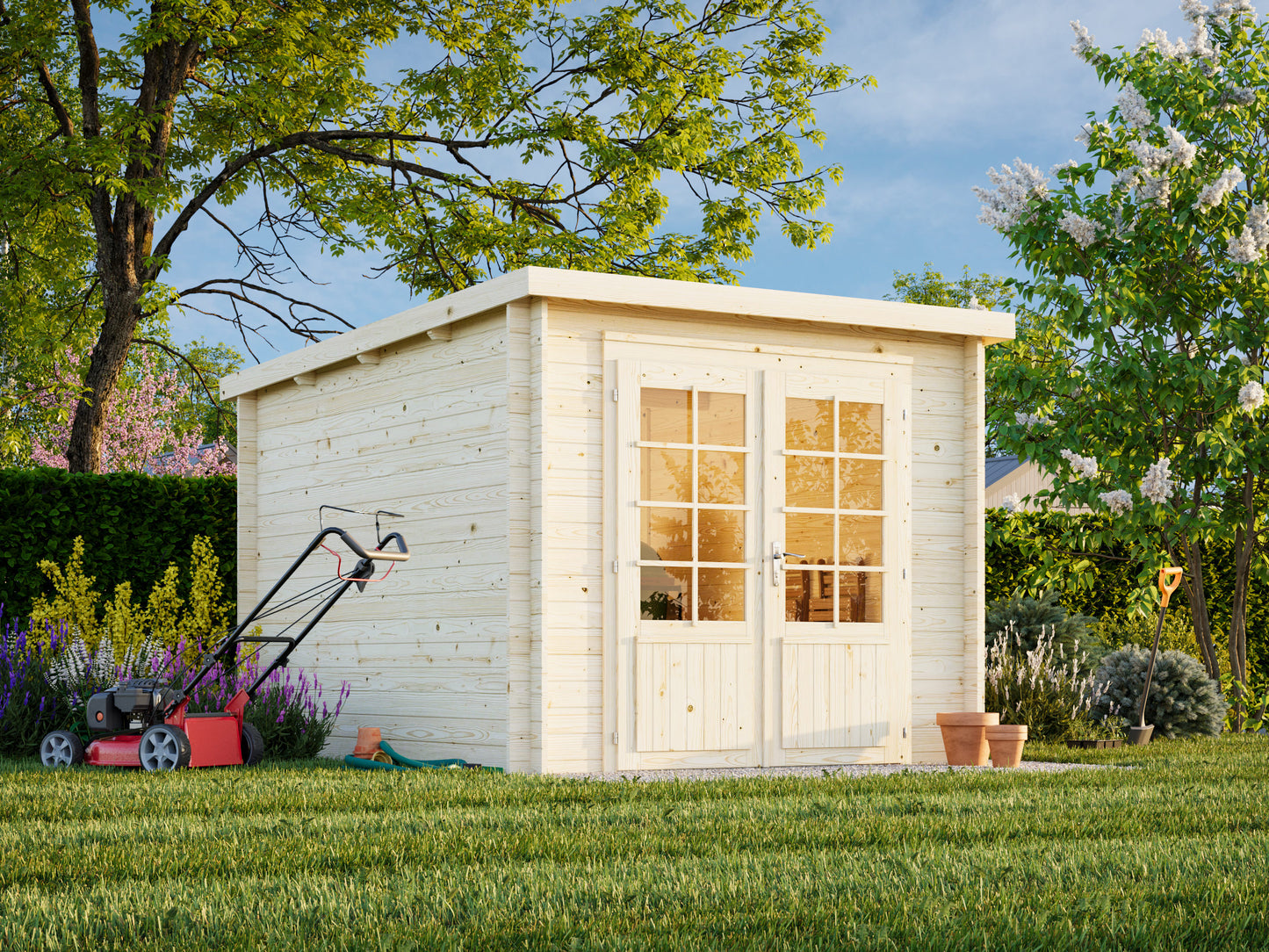Palmako Ella 6,9 m2 - Lackiert hellgrau RAL7042 + anthrazit RAL7016