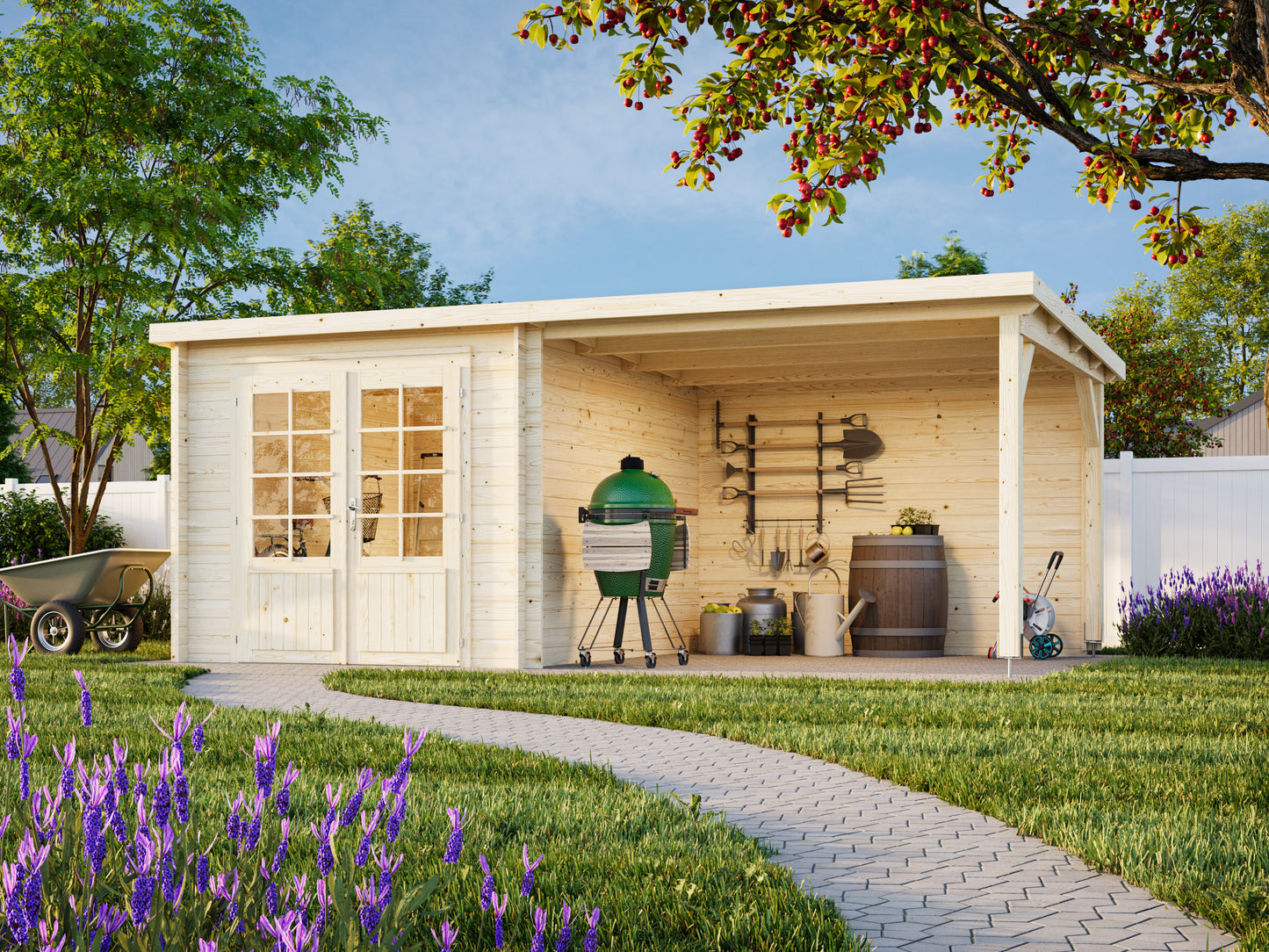 Palmako Ella 6,9+8,2 m2 - Lackiert hellgrau RAL7042 + anthrazit RAL7016