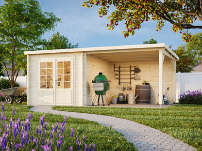 Palmako Ella 6,9+8,2 m2 - Lackiert hellgrau RAL7042 + anthrazit RAL7016