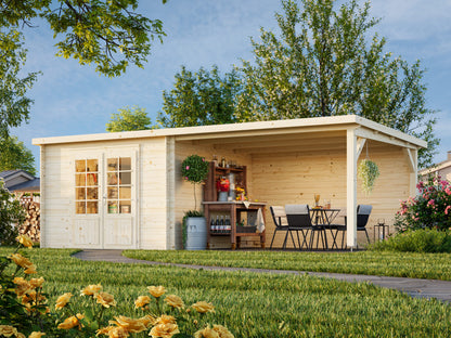 Palmako Ella 8,7+10,0 m2 - Lackiert dunkelgrau RAL7012 + weiß RAL9016