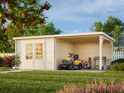 Palmako Ella 8,7+8,2 m2 - Lackiert hellgrau RAL7042 + weiß RAL9016