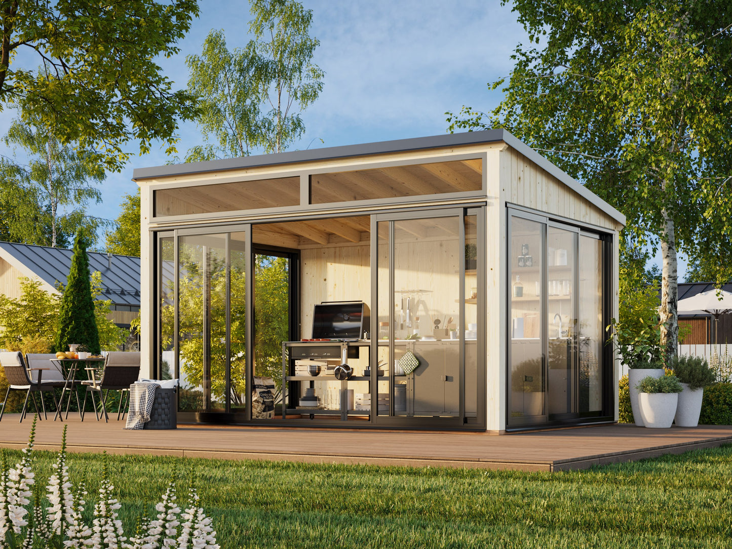Palmako Saga 11,6 m2 Slide Plus - Grau tauchgrundiert