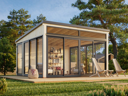 Palmako Saga 16,6 m2 Slide Plus - Lackiert hellgrau RAL7042