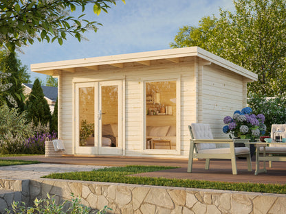 Palmako Heidi 11,7 m2 - Lackiert hellgrau RAL7042 + weiß RAL9016