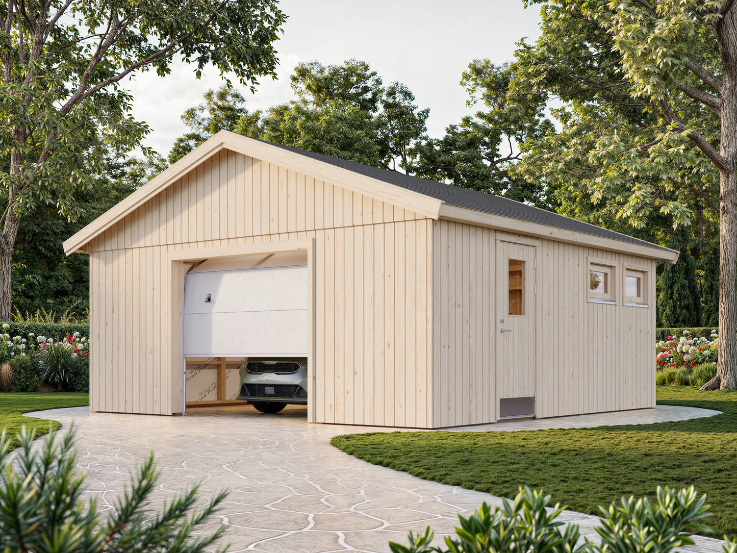 Palmako Andre 28,5 m2 mit Sektionaltor - Naturbelassen