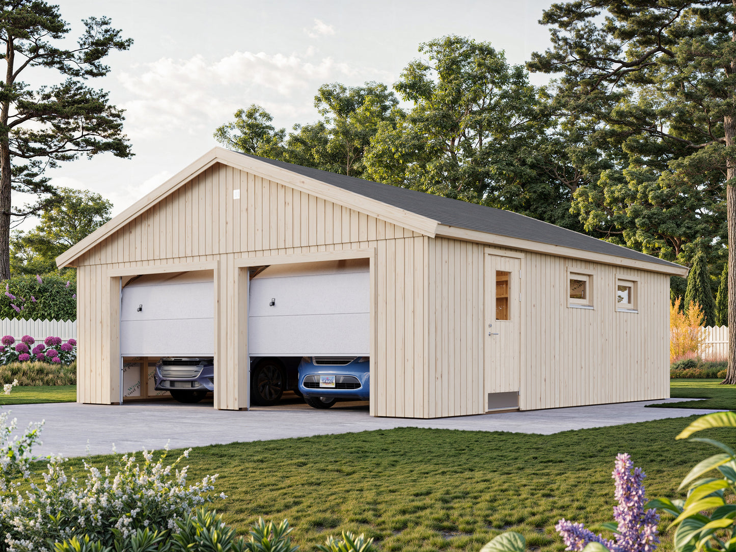 Palmako Andre 44,7 m2 mit Sektionaltor - Naturbelassen
