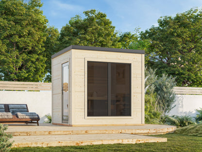 Palmako Grace Sauna 5,3 m2 - Lackiert hellgrau RAL7042 + anthrazit RAL7016