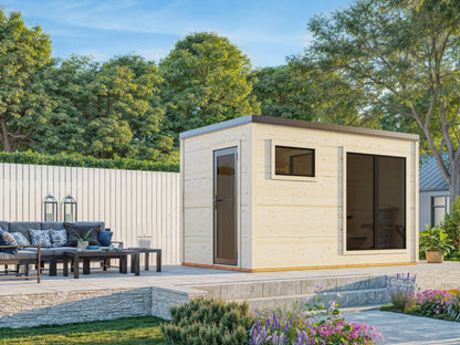 Palmako Grace Sauna 8,2 m2 - Lackiert hellgrau RAL7042 + anthrazit RAL7016