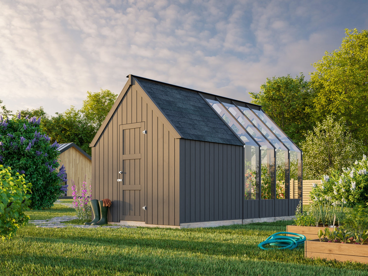 Palmako Emilia Gerätehaus 4,0 m2 (RAL7012) - Lackiert dunkelgrau RAL7012