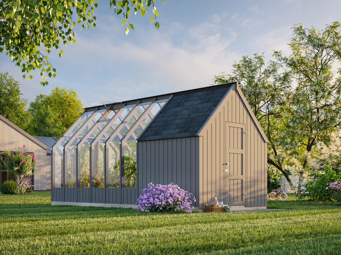 Palmako Emilia Gerätehaus 4,0 m2 (RAL7012) - Lackiert dunkelgrau RAL7012