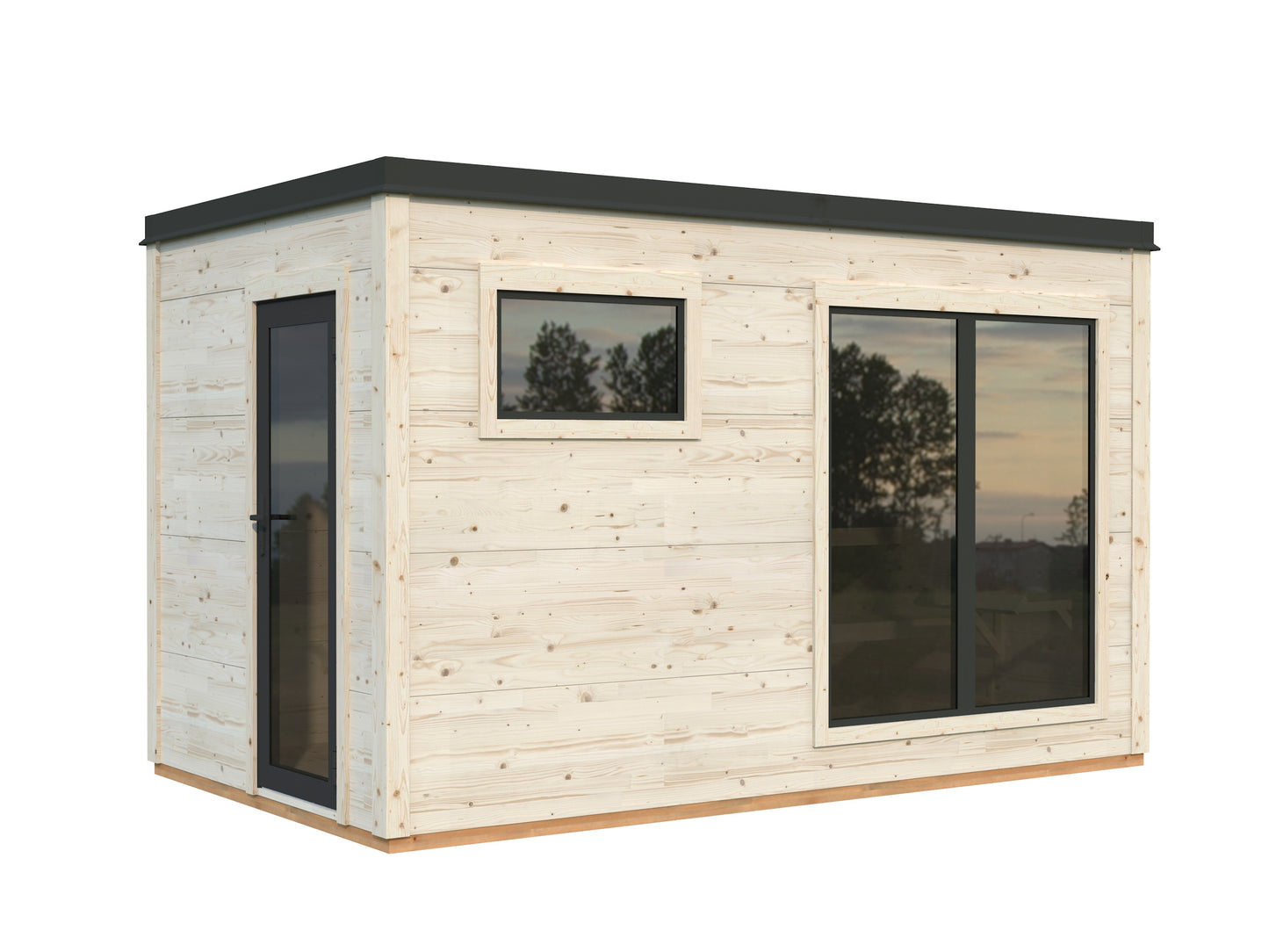 Palmako Grace Sauna 8,2 m2 - Lackiert hellgrau RAL7042 + anthrazit RAL7016