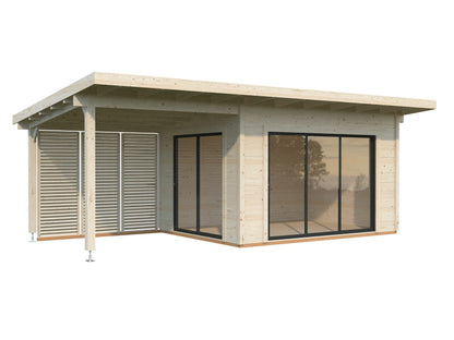 Palmako Grace 11,2+8,2 m2 - Lackiert hellgrau RAL7042 + anthrazit RAL7016