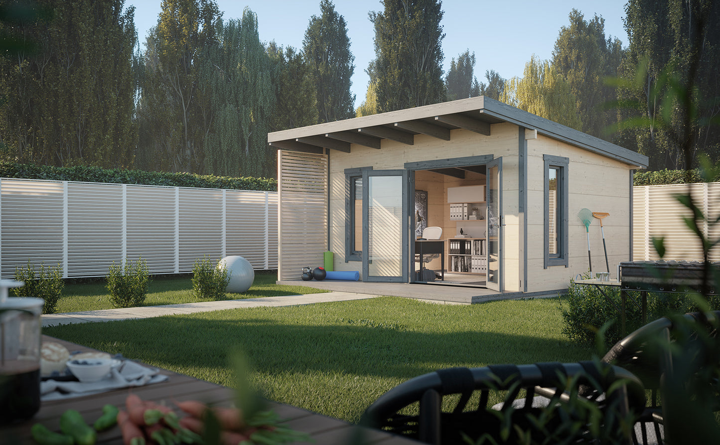 Palmako Grace 14,5 m2 - Lackiert dunkelgrau RAL7012 + weiß RAL9016