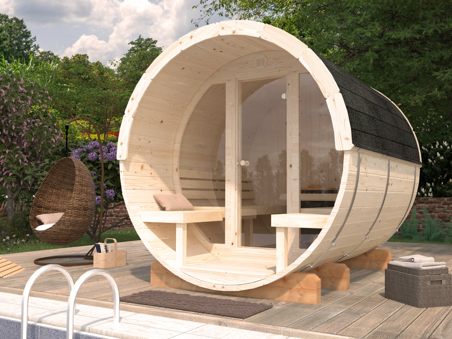 Palmako Anita 1,3+0,7 m2 mit Glasfront - Naturbelassen