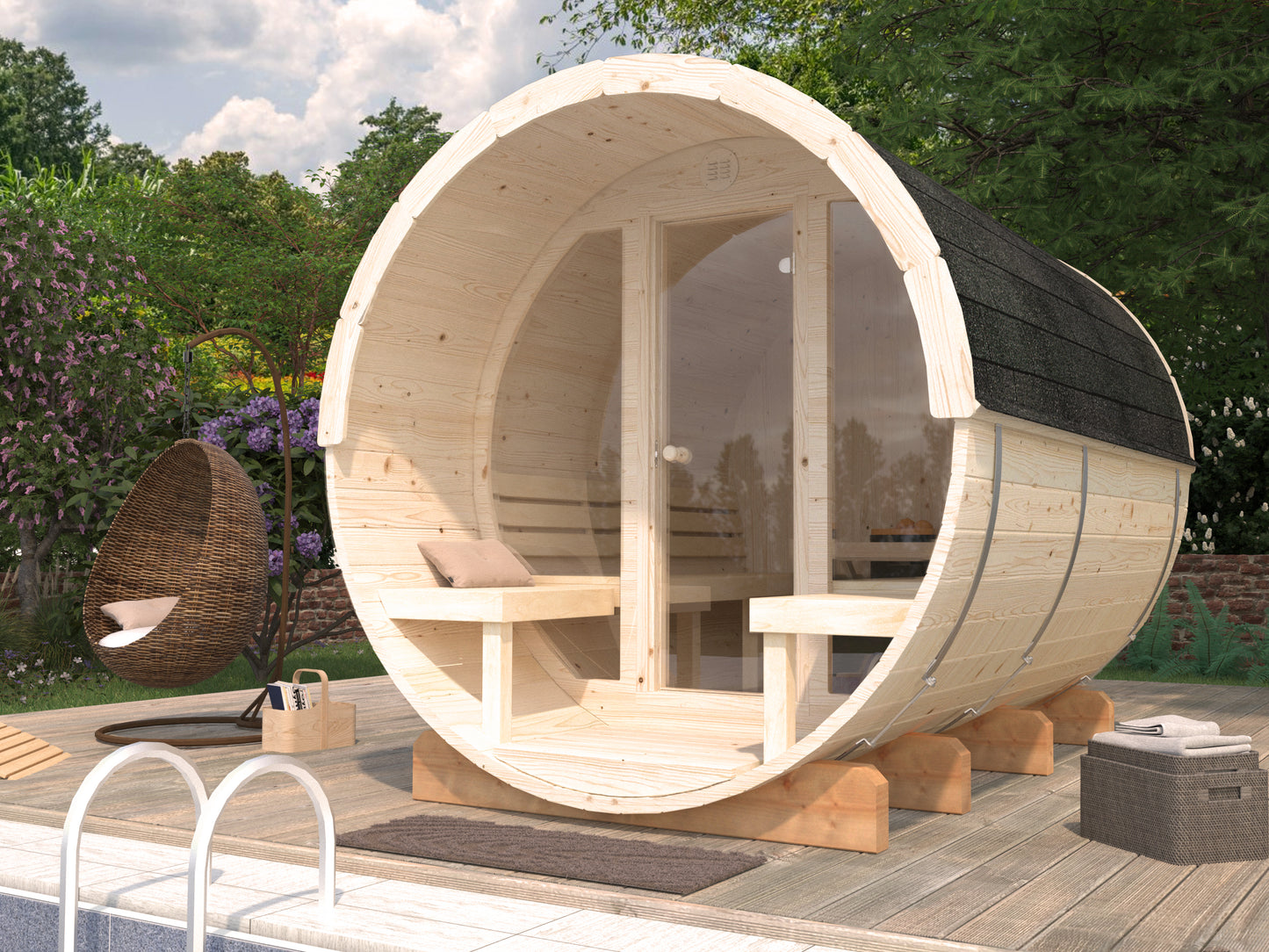 Palmako Anita 1,6+0,7 m2 mit Glasfront - Naturbelassen