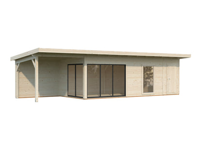 Palmako Andrea 21,1+7,9 m2 Slide Plus - Lackiert dunkelgrau RAL7012 + anthrazit RAL7016