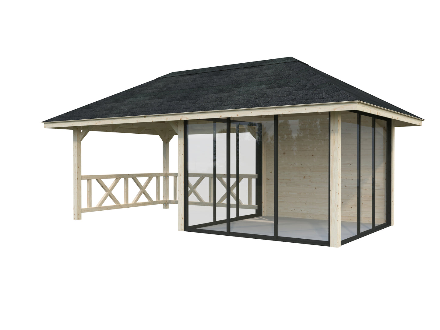 Palmako Bianca 16,6 m2 Set 504 Slide Plus - Lackiert weiß RAL9016