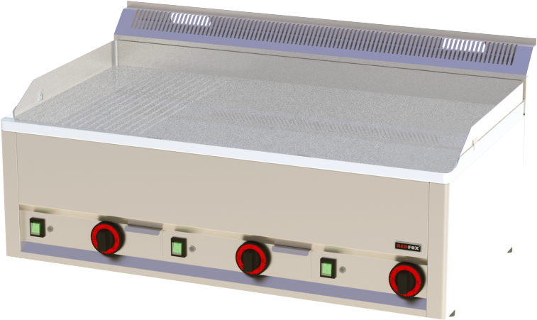KBS Gastrotechnik Elektro-Grillplatte 3 Heizzonen Grillfläche glatt/gerillt Auftischgerät