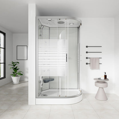 Home Deluxe Duschkabine mit Wasserfall und Rückenmassage WHITE PEARL - 120 x 80 cm Rechts