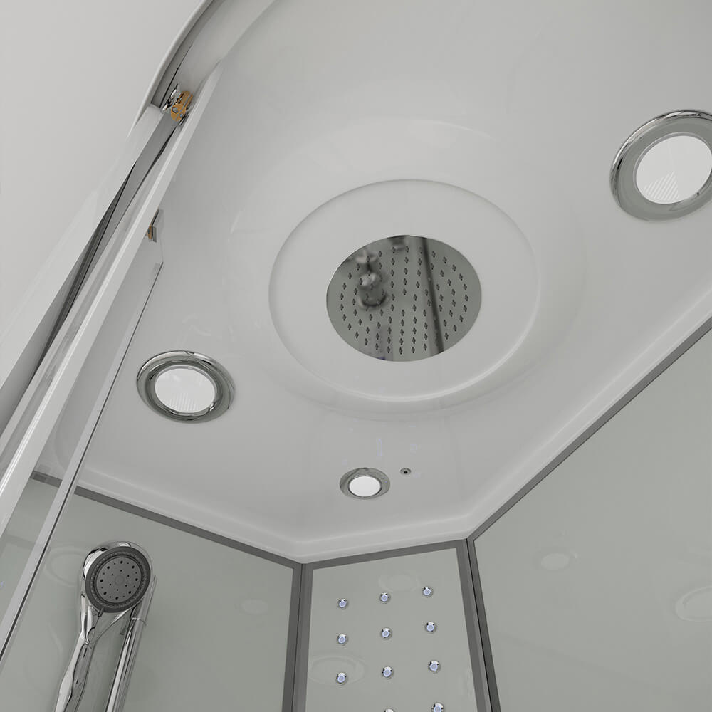 Home Deluxe Duschkabine mit Wasserfall und Rückenmassage WHITE PEARL - 120 x 80 cm Rechts