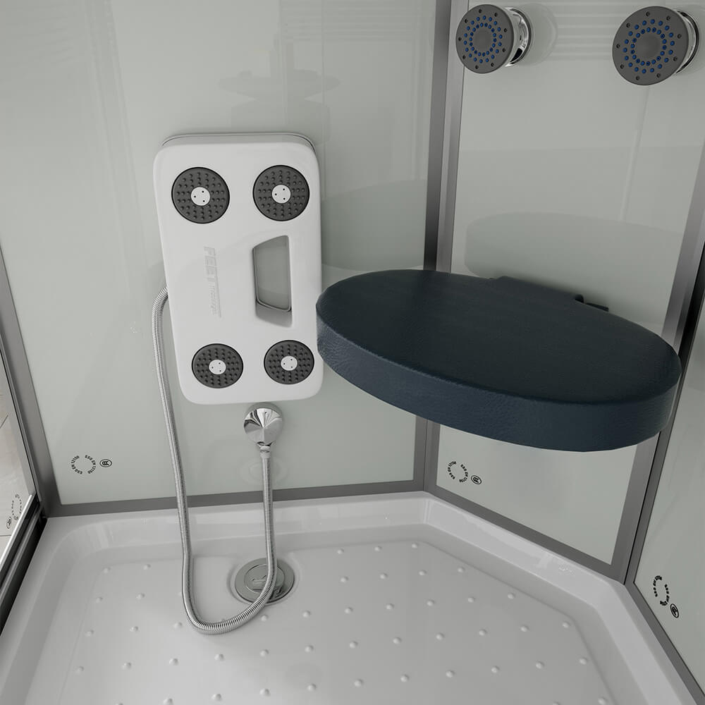 Home Deluxe Duschkabine mit Wasserfall und Rückenmassage WHITE PEARL - 120 x 80 cm Rechts