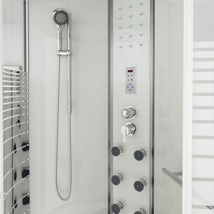 Home Deluxe Duschkabine mit Wasserfall und Rückenmassage WHITE PEARL - 120 x 80 cm Rechts