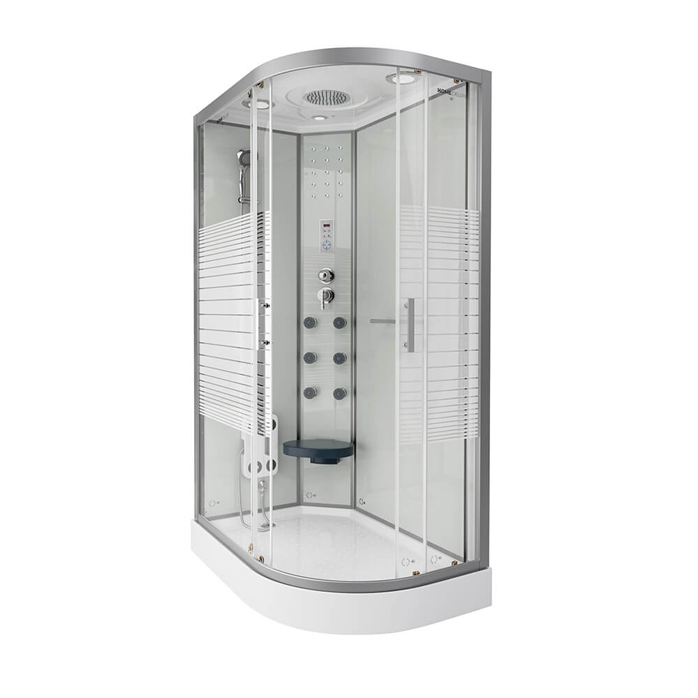 Home Deluxe Duschkabine mit Wasserfall und Rückenmassage WHITE PEARL - 120 x 80 cm Rechts