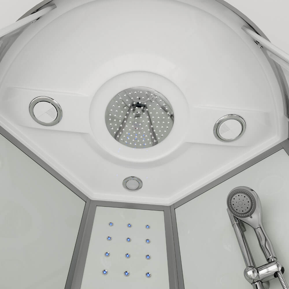 Home Deluxe Duschkabine mit Wasserfall und Rückenmassage WHITE PEARL - 90 x 90 cm