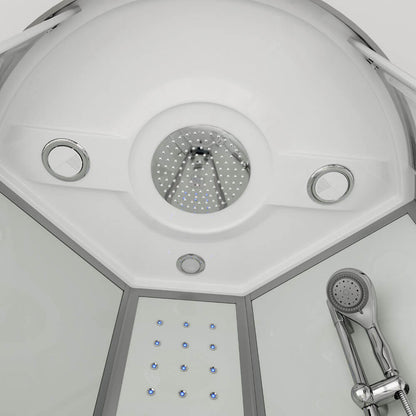 Home Deluxe Duschkabine mit Wasserfall und Rückenmassage WHITE PEARL - 90 x 90 cm