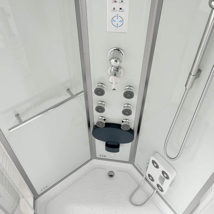 Home Deluxe Duschkabine mit Wasserfall und Rückenmassage WHITE PEARL - 90 x 90 cm