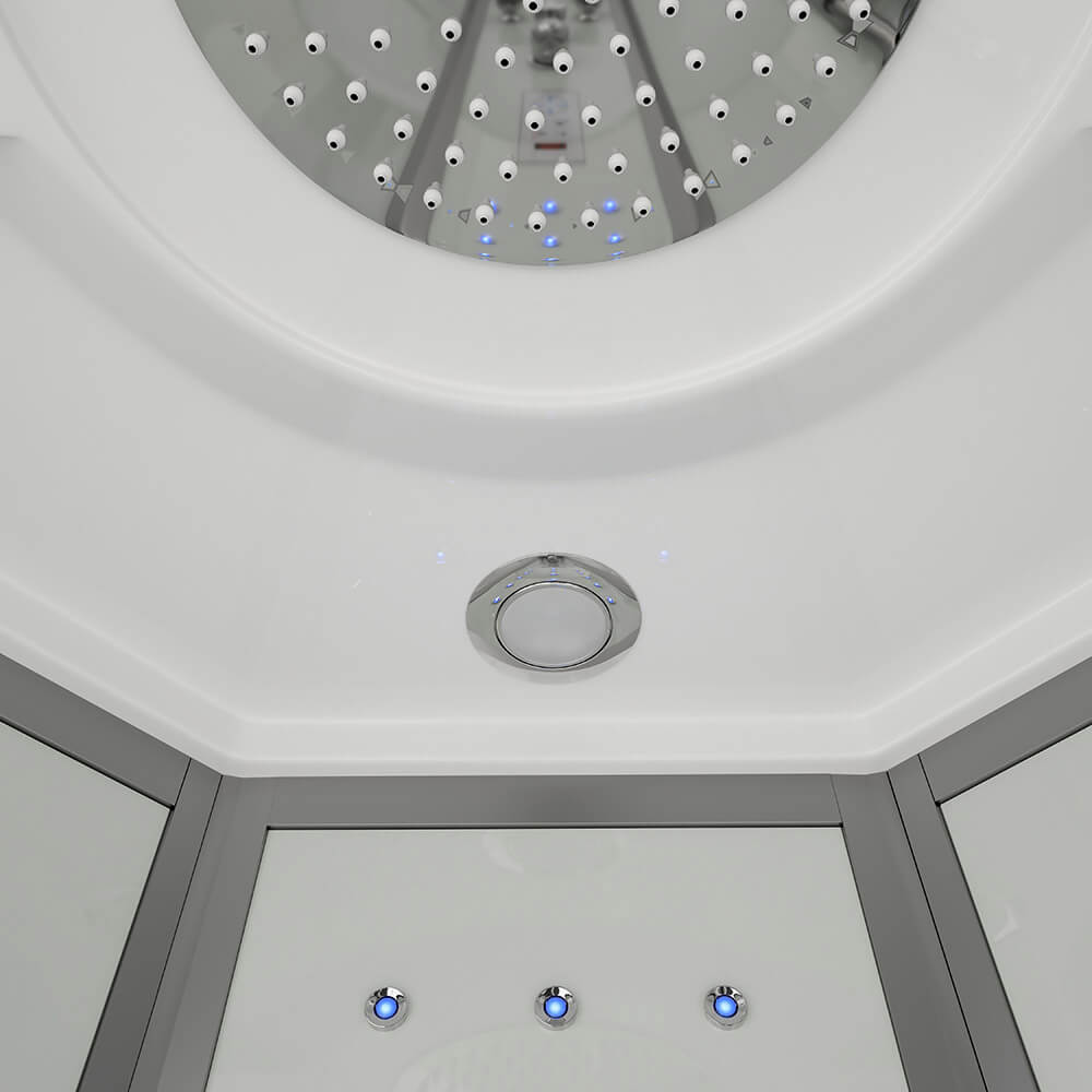 Home Deluxe Duschkabine mit Wasserfall und Rückenmassage WHITE PEARL - 100 x 100 cm