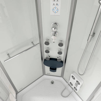 Home Deluxe Duschkabine mit Wasserfall und Rückenmassage WHITE PEARL - 100 x 100 cm