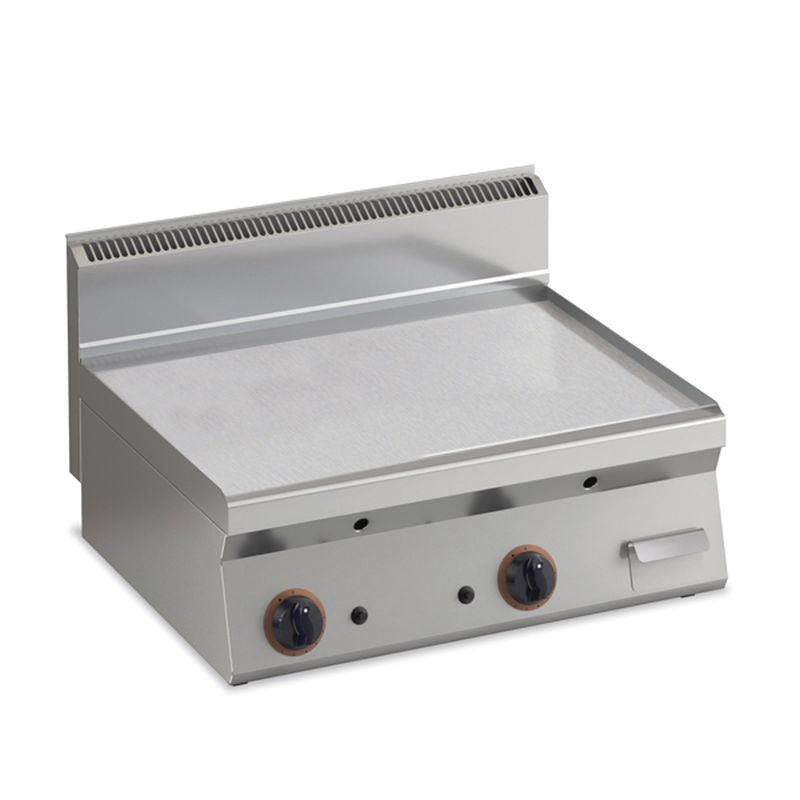 KBS Gastrotechnik Gas Grillplatte glatt Edelstahl mit 2 Heizzonen Tischgerät
